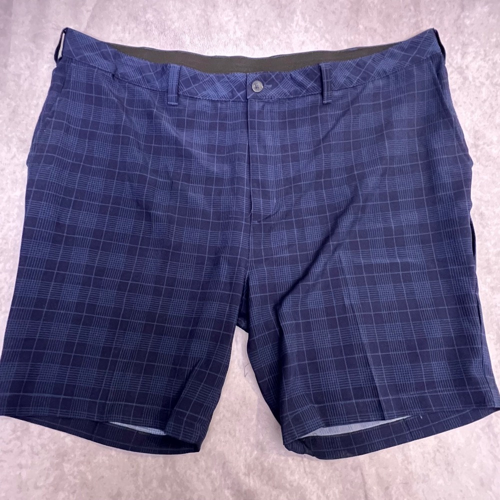 Reebok Golf Shorts Mens 52 Blue Excellent Plaid Performance Activewear Stretch